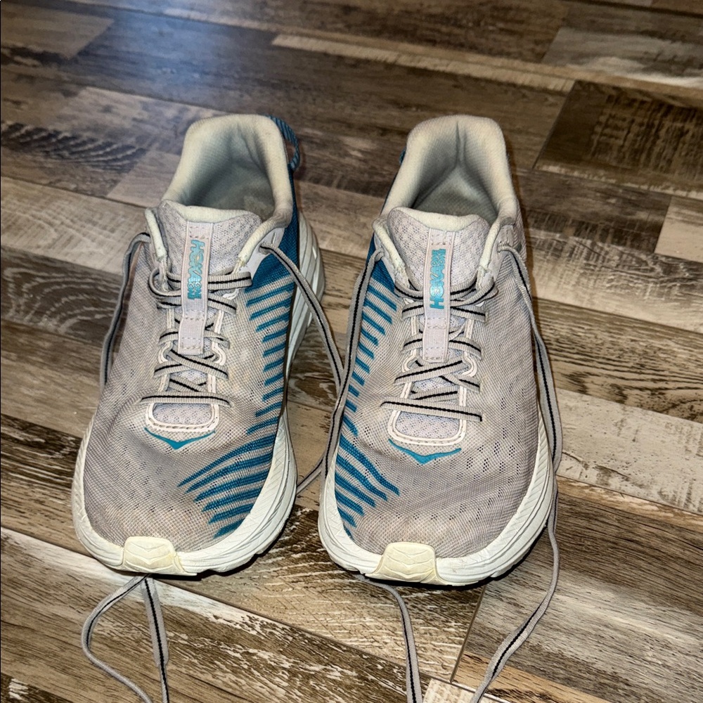 Hoka Gray and Blue Women’s Rincon Running Shoes